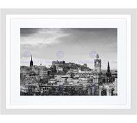 Wee Blue Coo Photo Cityscape Edinburgh Castle Rooftops Black White Framed Wall Art Print