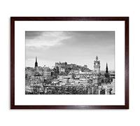 Wee Blue Coo Photo Cityscape Edinburgh Castle Rooftops Black White Framed Wall Art Print