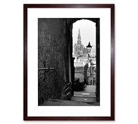 Wee Blue Coo Photo Cityscape Edinburgh Royal Mile Lane Black White Framed Wall Art Print