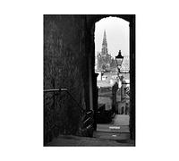 Wee Blue Coo Photo Cityscape Edinburgh Royal Mile Lane Black White Wall Art Print