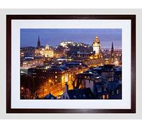 Wee Blue Coo Photo Cityscape Edinburgh Scotland Castle Scott Monument Night Framed Wall Art Print