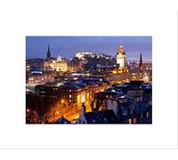 Wee Blue Coo PHOTO CITYSCAPE EDINBURGH SCOTLAND CASTLE SCOTT MONUMENT NIGHT PRINT B12X8220