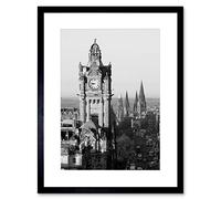 Wee Blue Coo Photo Cityscape Edinburgh Spires Black White Framed Wall Art Print