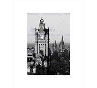 Wee Blue Coo Photo Cityscape Edinburgh Spires Black White Wall Art Print