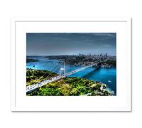 Wee Blue Coo Photo Cityscape Istanbul Turkey Bridge River Cool Framed Wall Art Print