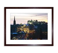 Wee Blue Coo Photo Cityscape Landmark Edinburgh Castle Sunset Framed Wall Art Print