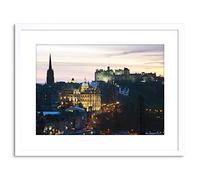 Wee Blue Coo Photo Cityscape Landmark Edinburgh Castle Sunset Framed Wall Art Print
