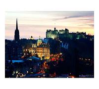 Wee Blue Coo Photo Cityscape Skyline Edinburgh Castle Sunset Dusk Art Print Poster Wall Decor 12X16 Inch