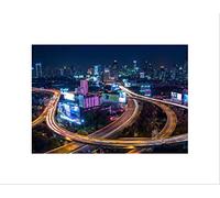 Wee Blue Coo Photo Cityscape Timelapse Traffic Bangkok Thailand Wall Art Print