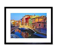 Wee Blue Coo Photo Cityscape Venice Italy Burano Bridge Canal Framed Wall Art Print