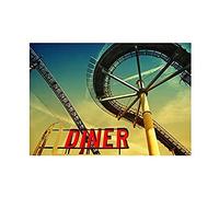Wee Blue Coo PHOTO COMPOSITION FAIRGROUND DINER ROLLER COASTER FRAMED ART PRINT B12X13056