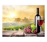 Wee Blue Coo Photo Composition Wine Grapes Vines Sun Bottle Art Print Poster Wall Decor 12X16 Inch