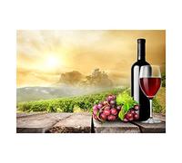 Wee Blue Coo Photo Composition Wine Grapes Vines Sun Bottle Wall Art Print