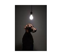 Wee Blue Coo Photo Cute Dog Under Light Bulb Eureka Idea Wall Art Print