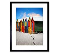 Wee Blue Coo Photo Dt Bright Beach Huts Seaside Sand Framed Wall Art Print
