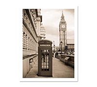 Wee Blue Coo Photo Dt London Phone Box At Big Ben Large Framed Art Print Poster Wall Decor 18x24 inch