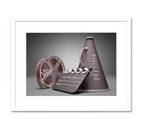 Wee Blue Coo Photo Film Director Equipment Clapperboard Reel Megaphone Framed Wall Art Print