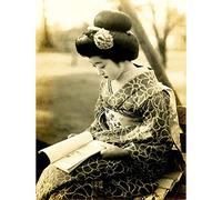 Wee Blue Coo Photo Geisha Maiko Japan Kyoto Reading Kimono Art Print Poster Wall Decor 12X16 Inch