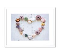Wee Blue Coo Photo Heart Seashells Rocks Wood Beach Love Picture Framed Wall Art Print