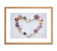 Wee Blue Coo Photo Heart Seashells Rocks Wood Beach Love Picture Framed Wall Art Print