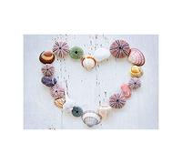 Wee Blue Coo Photo Heart Seashells Rocks Wood Beach Love Picture Wall Art Print