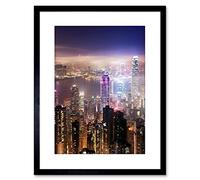 Wee Blue Coo Photo Hong Kong Night Cityscape Lights Framed Wall Art Print