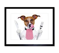 Wee Blue Coo Photo Hungry Jack Russell Dog Funny Framed Wall Art Print
