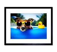 Wee Blue Coo Photo Jack Russell Beach Dog Rubber Duck Framed Wall Art Print