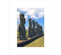 Wee Blue Coo Photo Landmark Easter Island Polynesia Moai Rapa Nui People Art Wall Art Print