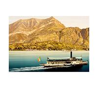 Wee Blue Coo Photo Landscape Lake Como Mountain Boat Italy Flag Wall Art Print