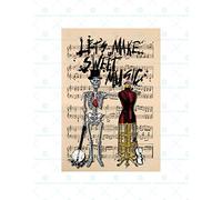 Wee Blue Coo Photo Lets Make Sweet Music Skeleton Wall Art Print