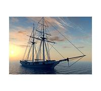 Wee Blue Coo Photo Maritime Sailing Ship Sunset Ocean Boat Calm Wall Art Print