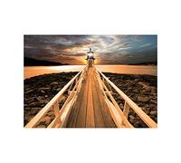 Wee Blue Coo Photo Marshall Point Lighthouse Pier Jetty Sunset Wall Art Print