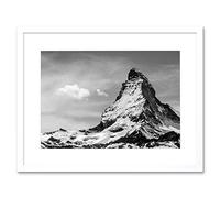 Wee Blue Coo Photo Matterhorn Alps Mountain Black White Framed Wall Art Print