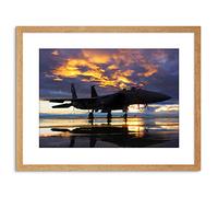 Wee Blue Coo Photo Military Aircraft Fighter Bomber Jet Sunset Framed Wall Art Print