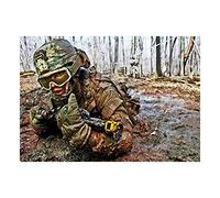 Wee Blue Coo Photo Military Exercise Assault Course Mud USA Wall Art Print