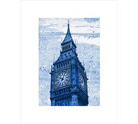 Wee Blue Coo PHOTO MOCK BLUE BIG BEN ST STEPHEN TOWER BLACK FRAMED ART PRINT B12X13314