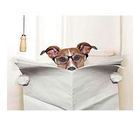 Wee Blue Coo Photo Mock Up Jack Russell Toilet Reading Newspaper Affiche Art Print Poster Wall Decor 12X16 Inch