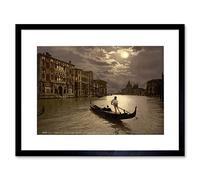 Wee Blue Coo Photo Moonlight Moon Grand Canal Gondola Venice Italy Framed Wall Art Print