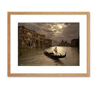 Wee Blue Coo Photo Moonlight Moon Grand Canal Gondola Venice Italy Framed Wall Art Print