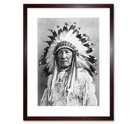 Wee Blue Coo Photo Native American Indian Mountain Chief Picture Framed Wall Art Print