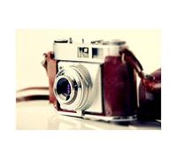 Wee Blue Coo Photo Old Vintage Retro Antique Camera Red Silver Wall Art Print