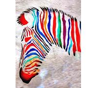 Wee Blue Coo Photo Painting Graffiti Psychedelic Zebra Head Wall Art Print
