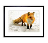 Wee Blue Coo Photo Painting Red Fox Winter Snow Cute Framed Wall Art Print