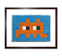 Wee Blue Coo Photo Pixel Monster Space Invader Orange Tiles Framed Wall Art Print
