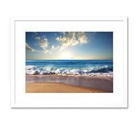 Wee Blue Coo Photo Seascape Beach Sand Ocean Surf Waves Framed Wall Art Print