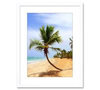 Wee Blue Coo PHOTO SEASCAPE BEACH SAND PALM TREE TROPICAL SEA FRAMED PRINT F97X6303