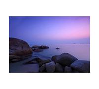 Wee Blue Coo Photo Seascape Hong Kong Rocks Ocean Sea Sunset Dusk Purple Wall Art Print