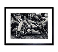 Wee Blue Coo Photo Sport Rugby Football Scrum Players Ball Picture Framed Wall Art Print