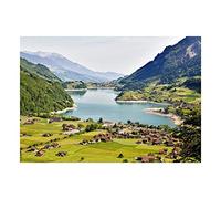 Wee Blue Coo Photo Swiss Alps Valley Alpine Lake Landscape Scenic Wall Art Print